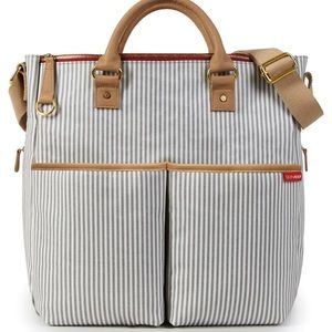 Skip Hop grey stripe diaper bag